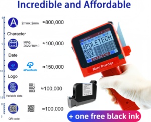 Портативный струйный принтер 4POLETECH 12.7MM с мини-ручкой для кодирования даты, номеров и логотипов, для мелкосерийной кастомизации - Product Image 2