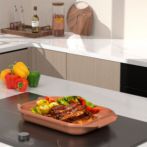 Poêle à griller et à rôtir en <span class=keywords><strong>aluminium</strong></span> robuste, antiadhésive, avec couvercle en verre, compatible induction - Product Image 1