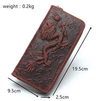 Dompet Panjang Kulit Sapi Asli Andong Vintage Crazy Horse Bermotif Naga untuk Pria, Tas Selempang Kulit Sapi Asli, Tempat Kartu, Dompet Resleting Pria