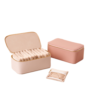 Caja de Almacenamiento de Joyas de Cuero PU con Cierre y Bolsillos, Estuche Organizador de Joyas Portátil para Viajes, para Collares, Pulseras y Anillos - Product Image 1