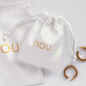 PandaSew 8*10 cm White Personalized logo Print <b>Drawstring</b> <b>Pouches</b> Custom Jewelry Packaging Bag - Product Image 2