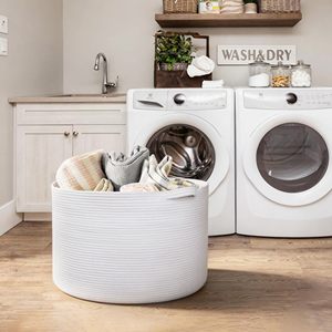 Paniers de rangement en corde de coton tressée pour jouets de chambre d'enfant, paniers pour enfants et chiens, panier à linge pour vêtements et serviettes, blanc - Product Image 5