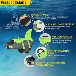 เสื้อชูชีพฉลามนางเงือกสำหรับสุนัข,เสื้อชูชีพสำหรับสัตว์เลี้ยงพร้อมหูหิ้วชุดว่ายน้ำสำหรับสัตว์เลี้ยงแบบปรับได้ Ripstop - Product Image 6