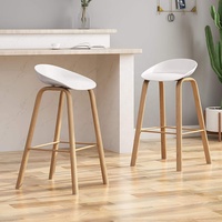 Tabouret de bar rétro à hauteur de comptoir avec assise en bois massif et pieds en métal, chaise haute moderne industrielle pour îlot de cuisine, café, pub