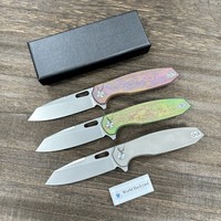 Couteau pliant de survie personnalisé de haute qualité en acier M390 pour hommes, couteau de poche en titane anodisé vert bronze
