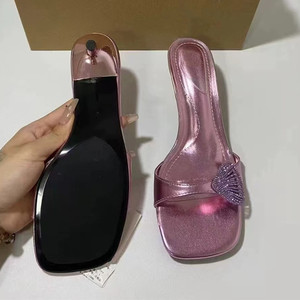 Women's Square-toe Stiletto Sandals with <b>Shell</b>-shaped Shiny Buckle Decoration Sexy Elegant Ladies Sandals - Product Image 2