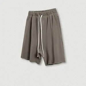 An Exclusive Range of Custom-Labeled, High-End Oversized Drawstring Vintage-Washed Solid Men's Shorts for International Trade