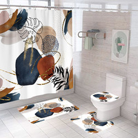 Rideau de douche floral en polyester, résistant à la moisissure, séchage rapide, installation facile, ensemble de rideaux de douche OEM ODM moderne