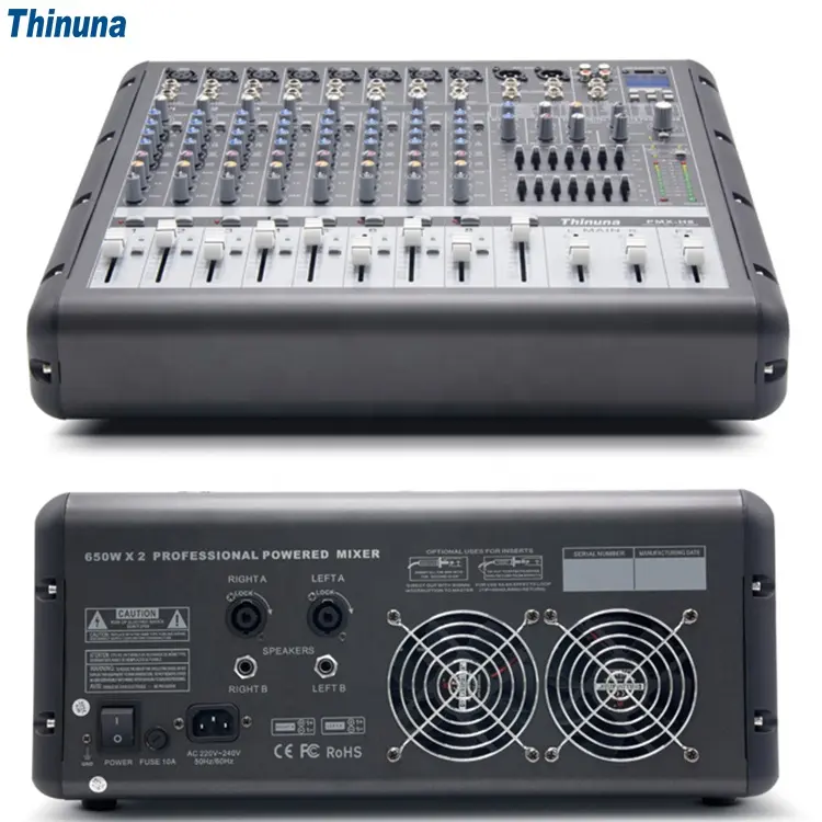 Thinuna PMX-H 블루투스 사운드 믹서 오디오 노래방 팬텀 48V 전원 앰프 믹서 전문 8 채널 오디오 DJ 믹서