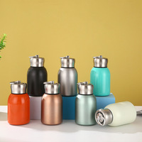 300ml 10oz logotipo personalizado lindo Mini vientre taza de acero inoxidable termo niños botella de agua con anillo de Metal