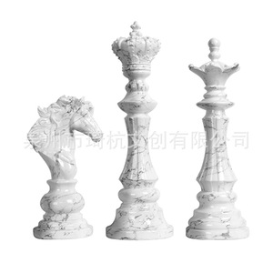 Figurines d'échecs créatives internationales Reine Roi Cheval en résines synthétiques, décoration d'intérieur, cadeau pour salon, lot multi-pièces - Product Image 5
