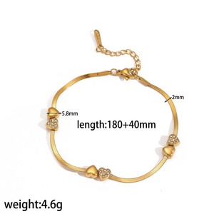 Pulsera de Zirconia en Forma de Corazón, Chapada en Oro de 18k, Cadena de Serpiente de Acero Inoxidable, Joyería para Mujer, Regalo, Pulsera de Moda - Product Image 5