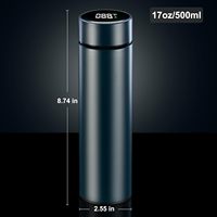 Botella de agua portátil con pantalla LED de temperatura de 500 ml, termo Digital inteligente de acero inoxidable, taza a prueba de fugas aislada al vacío