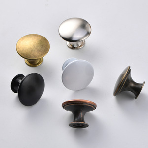 Minimalist Round Cabinet <b>Knob</b> Iron Matte <b>Black</b> Single Hole Drawer Handle Durable Plating Finish - Product Image 1