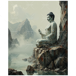 <strong>Buddha</strong> Statue <strong>Paint</strong> by Numbers Kit for Adults-DIY Tranquil <strong>Buddha</strong> on Cliff 16x20 Inches Frameless Zen Acrylic Canvas Art Gifts - Product Image 1
