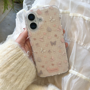 เคสโทรศัพท์ลายสก็อตผีเสื้อวิบวับแบบสองชั้นสำหรับ iPhone 17 Pro Max 16 15 14 รุ่นสปริง เจนเทิล กลิตเตอร์ สำหรับสาวๆ - Product Image 1