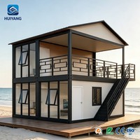 Maison Moderne à Panneaux Composites en Acier Léger avec Mur Rideau en Verre Mobile, Villa Familiale, Véranda, Installation Rapide
