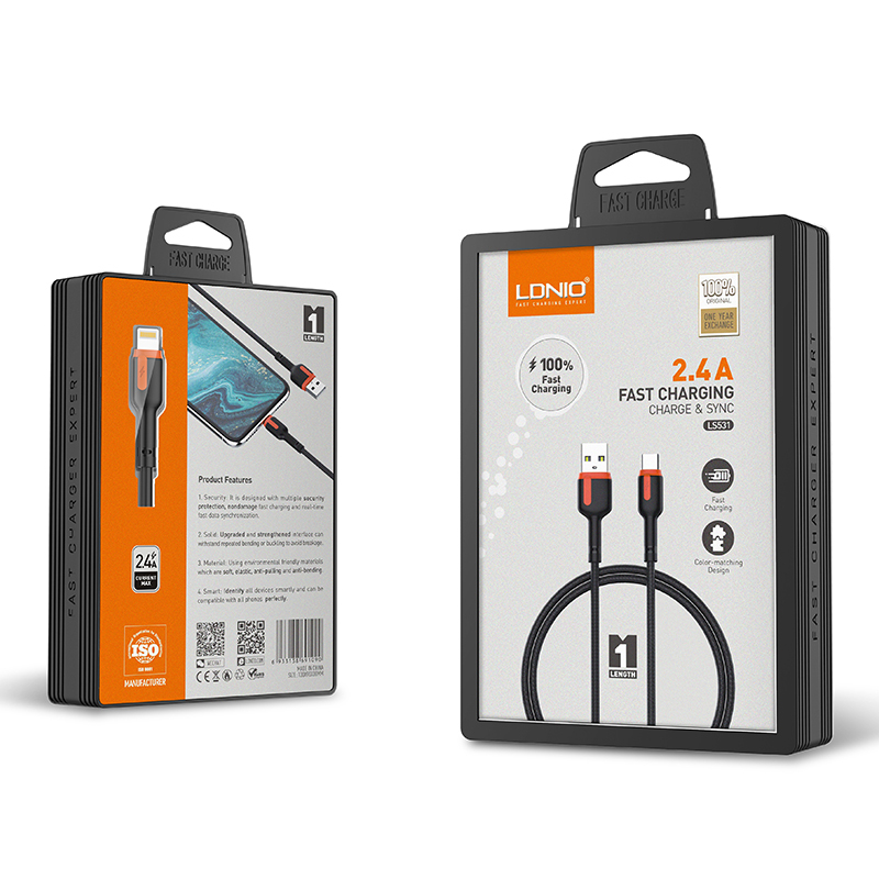 CABLE LDNIO LS531 1M 12W 2.4A USB-V8 - CORD脫N BLACK