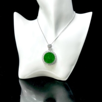 Colgante de Jadeíta Birmana Natural de Grado A, Grande y Redondo, de Alta Calidad, Color Verde, para Mujer, Regalo de Jadeíta (con Certificado NGTC)