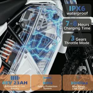 ANGLE Seeker 01 Stock USA Moto tout-terrain électrique 3000W Puissance <span class=keywords><strong>de</strong></span> pointe Moteur central 48V 23Ah Batterie Vitesse 38MPH Autonomie 40 Miles - Product Image 4