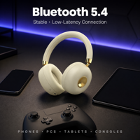Nouveaux écouteurs de jeu supra-auriculaires ANC Bluetooth 5.4 2026, casque à faible latence avec micro, haut-parleur 40 mm Type-C, oreillettes magnétiques