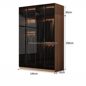 Custom Modern Modular Metal Glass Wardrobe With Built-In Lighting Easy Clean For New Residential Bedroom Furniture - Product Image 4