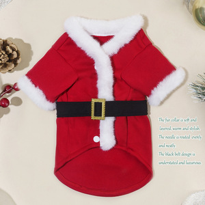 Christmas Pet Cat Dog <b>Costume</b> Red Santa Suit Winter Autumn Coats Jackets Solid Polyester <b>Transformation</b> <b>Costume</b> - Product Image 4