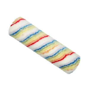 光滑织物油漆滚筒笔芯彩虹彩色条纹滚筒刷盖纹理滚筒套筒午睡18毫米