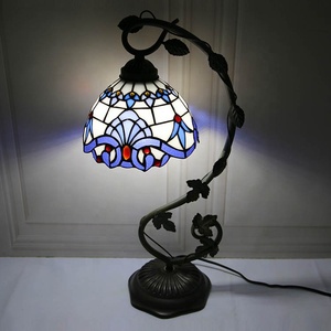 <span class=keywords><strong>Lampe</strong></span> de bureau méditerranéenne en verre teinté artisanal LongHuiJing, 8 pouces de haut, <span class=keywords><strong>lampe</strong></span> de table LED pour chambres à coucher - Product Image 2