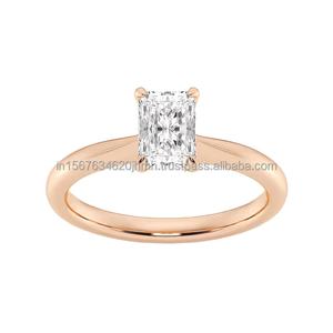 Anillo de compromiso de aniversario de boda con corte radiante creado en laboratorio certificado IGI de oro de 14 quilates para mujer - Product Image 3