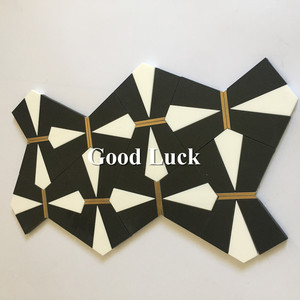 GGL đá bất thường màu đen trắng hỗn hợp đồng thau nước máy bay phản lực khảm đá cẩm thạch gạch cho tường trang trí trong những dịp khác nhau - Product Image 6