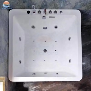 Spa de jardin carré autoportant moderne en acrylique pour 4-5 personnes, chauffé, avec drain intégré et fonction massage, idéal pour villa - Product Image 6