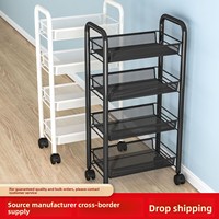 Rak Penyimpanan Rumah Tangga dari Logam - Troli Lantai Multi-Layer yang Dapat Dipindahkan untuk Dapur, Ruang Tamu, Kamar Mandi, Minimalis Modern, Buah dan Sayuran