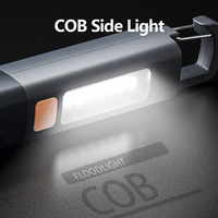 Senter obor Led Cob plastik Abs portabel, lampu senter taktis Zoom teleskopik Mini multifungsi dapat diisi ulang Usb