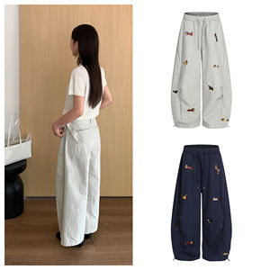 Pantalones Casuales de <span class=keywords><strong>Mujer</strong></span>, Estilo Minimalista, Corte Recto, Cintura Holgada, Pierna Ancha, Transpirables, para Primavera y Otoño - Product Image 2
