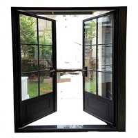 Ventana Arqueada Antigua de Vidrio Negro y Aleación de Aluminio con Aislamiento Térmico para Interiores/Exteriores, Estilo Francés Tradicional