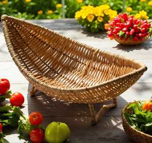 Banana Boat Rattan <b>Basket</b> Handwoven Natural Wicker <b>Display</b> Bowl 29x14.5cm Home Decor OEM Supplier Vietnam - Product Image 1