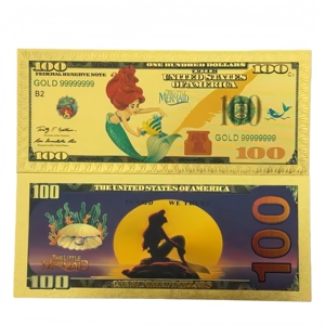 2026 5 Tipos de Billetes de Anime de <span class=keywords><strong>Sirenita</strong></span> de América, Billetes de Anime Bañados en Oro de 24K, Coleccionables en Relieve para Regalos - Product Image 6