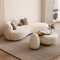 Canapé Courbé Blanc Style Nordique Wabi Sabi, Mobilier de Luxe pour Salon, Extensible, Capitonnage et Fonction Inclinable, Idéal Appartement, Hôtel, Villa