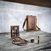 Boîte en bois de messager écologique faite à la main sac de facteur à bandoulière sac à outils d'artiste Portable boîte à croquis peinture brosse signes muraux
