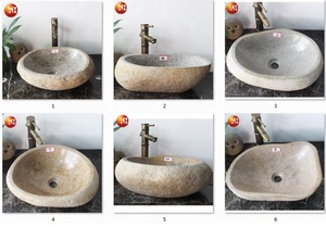 Fregadero de agua para interiores y exteriores Guijarro de Río Recipiente de piedra natural Lavado a mano Lavabo Piedra <span class=keywords><strong>Baño</strong></span> al aire libre USO - Product Image 5