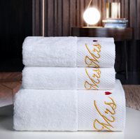 Ensemble de serviettes de bain et d'hôtel de luxe personnalisées avec logo brodé, 100% coton éponge blanc, séchage rapide, écologiques