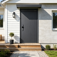 Porte d'entrée blindée en acier anticorrosion pour villas de bord de mer, surface en bois massif, serrure anti-effraction