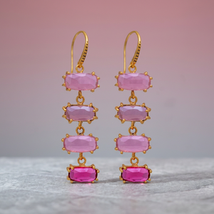 925 <b>Sterling</b> <b>Silver</b> Handmade Gemstone Earrings Rose Chalcedony Tourmaline Quartz Rhodium Gold Classic Party Women's Gift - Product Image 3