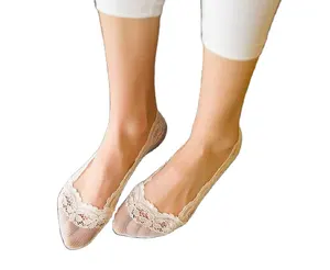 Anti-Slip Nylon Invisible Lace Socks Women Sexy High-Heeled Shoe Knitted Thin Toe Stockings Ankle Knee Free OEM Service