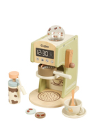 Jouets de simulation de cafetière en bois pour enfants COMMIKI, cafetière verte, machine à café de simulation, cuisine, machine à cuisiner
