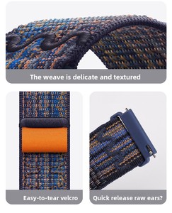 Correa de reloj de nailon Universal de 20mm y 22mm, transpirable para velcro, compatible con Huawei GT5/<span class=keywords><strong>4</strong></span>, correa de malla de temporada, reloj <span class=keywords><strong>Samsung</strong></span> 7/6 - Product Image 4