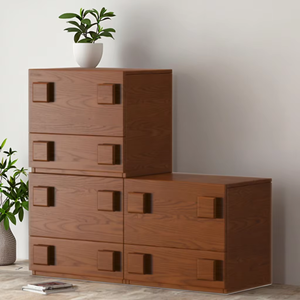 Meuble de salon en bois massif OAK <span class=keywords><strong>Carmen</strong></span> Accent, poignées solides, tiroirs en pin, rangement modulaire, 2 tiroirs, bar à domicile, salle à manger, hôtel - Product Image 6