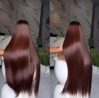 Peluca de Cabello Humano Liso Color Marrón Chocolate, Sin Pegamento, Densidad 250, SDD, Cabello Virgen Vietnamita, Peluca con Frente de Encaje, Precio al por Mayor, Lista para Usar