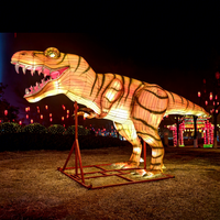 Lanternes LED 3D imperméables en forme de dinosaure en soie, lanternes artisanales lumineuses pour le Nouvel An, lanternes de festival pour la décoration extérieure
